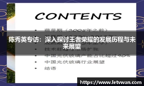 陈秀英专访：深入探讨王者荣耀的发展历程与未来展望